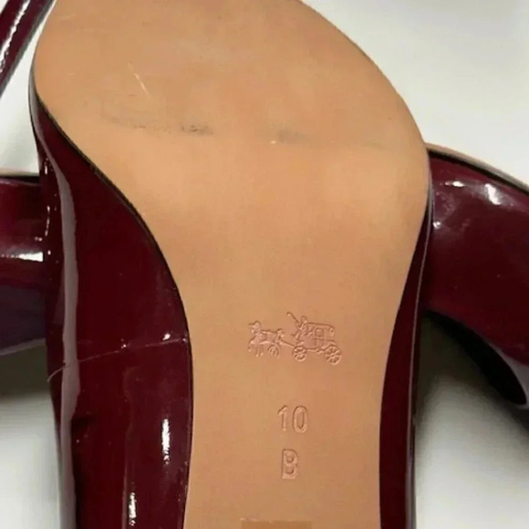 Coach Bowery Patent Leather Shoe/Pump/Heel Burgundy/Black Size 10B NWOT - Picture 8 of 12